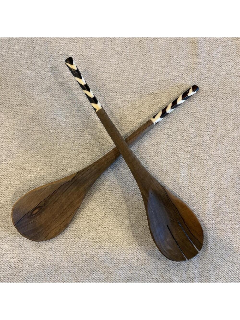 African Batik Salad Spoons
